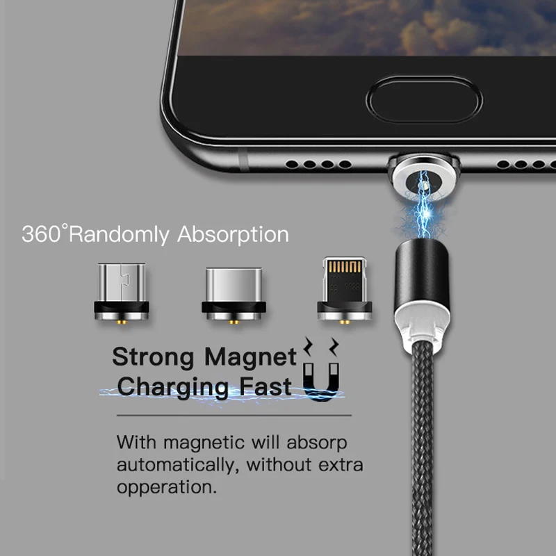 СВЕТОДИОДНЫЙ Магнитный зарядный Micro USB C кабель для iPhone XR XS MAX X 7 6 Plus кабели 1 м Type