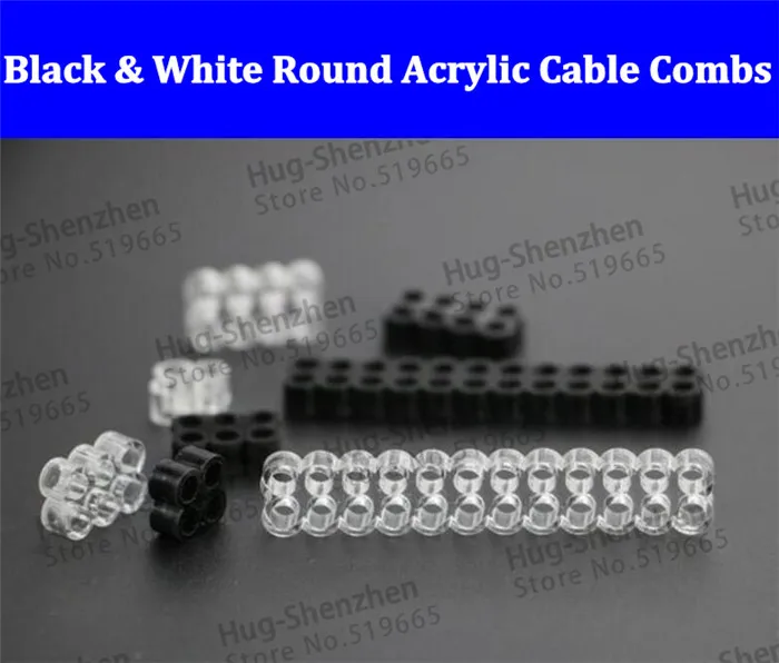 New Round Acrylic 4 Pin 6Pin 8 Pin 24 Pin Cable Combs for 18AWG sleeved silicone Cables or 16AWG Silicone cable--50pcs