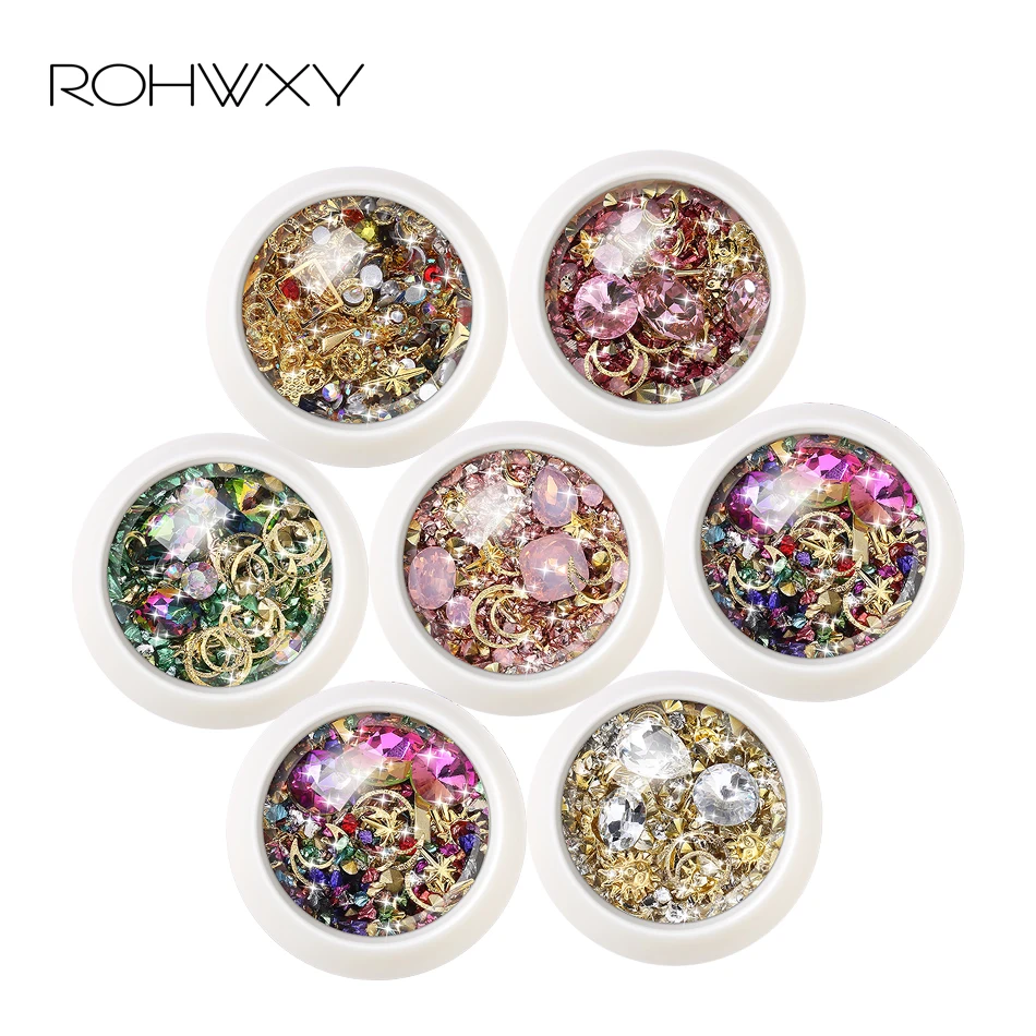 ROHWXY новые 3D акриловые хрустальные камни Красочные Стразы для ногтей украшения