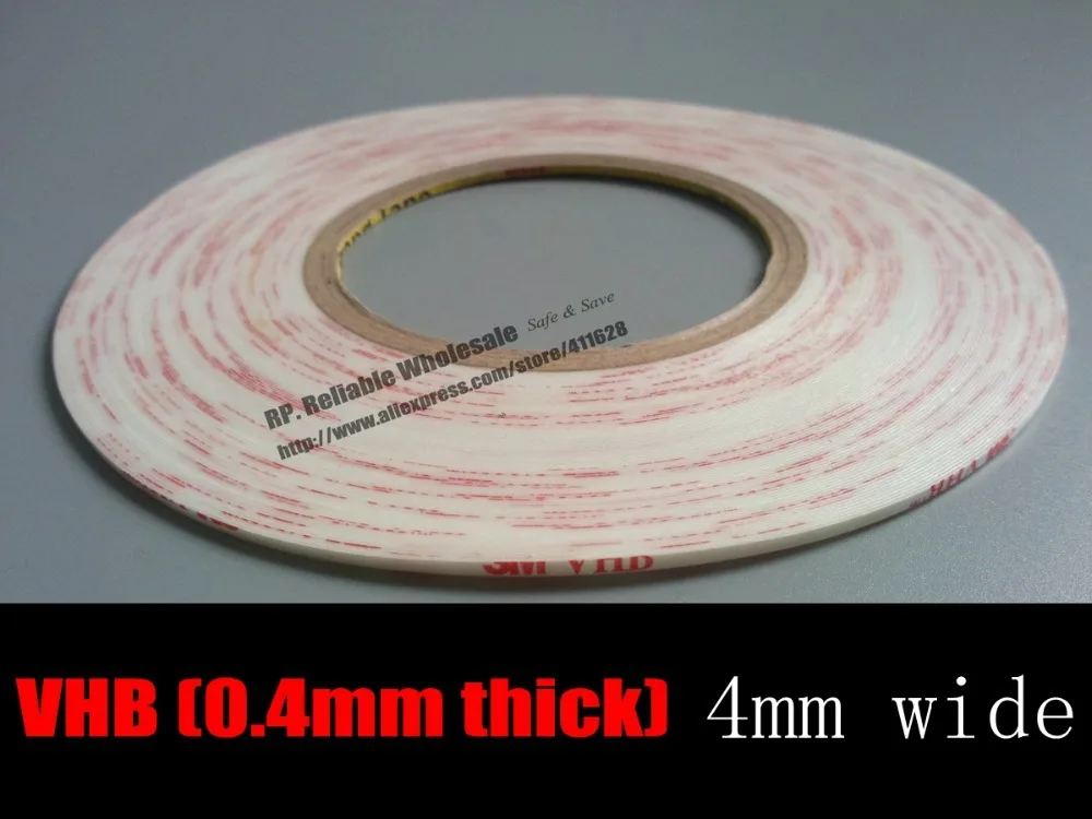

(0.4mm Thick), 4mm*33M Strong VHB White Two Adhesive Foam Gasket Tape for Cellphone Tablet Auto Car Panel Window Screen Trim Fix