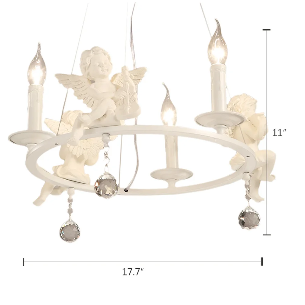 Блеск светодио дный LED люстра с ангелочками освещение белый гладить современный