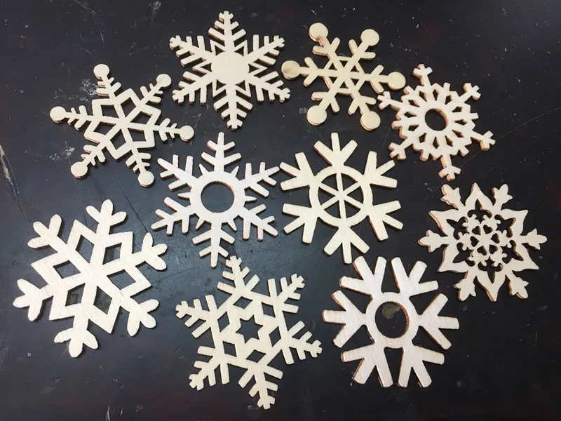 10 шт. деревянные вырезы в виде снежинок для детей поделки елочные украшения - Фото №1