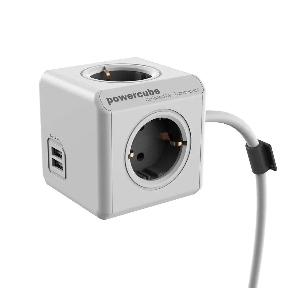 Розетка Allocacoc PowerCube с 4 розетками переходник двумя USB-портами и кабелем 3 м |