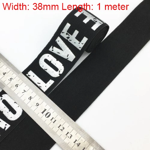 4cm LOVE silver 40 мм(1,5") 1 м золотая полоса высокие эластичные ленты канатная Резиновая лента линия спандекс лента для шитья кружевная отделка поясная лента аксессуары для одежды - Цвет: 4cm LOVE silver