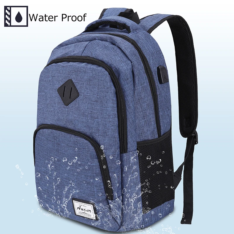 Новый мужской рюкзак с USB аккумулятором водонепроницаемый для 15 дюймов ноутбука
