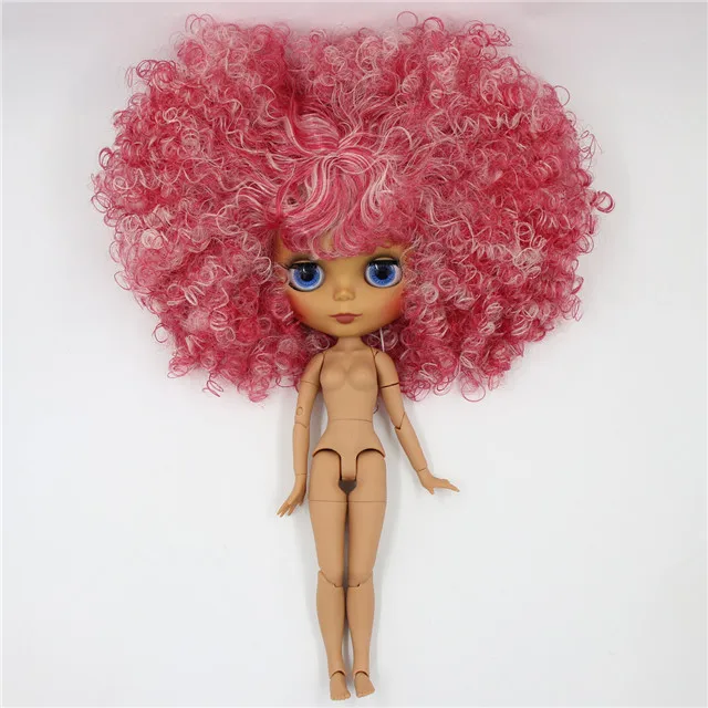 dark skin Ледяная фабрика blyth кукла 1/6 bjd суставное тело темно/белая кожа матовое лицо, красный микс розовые волосы BL2352/QE155 30 см - Цвет: dark skin
