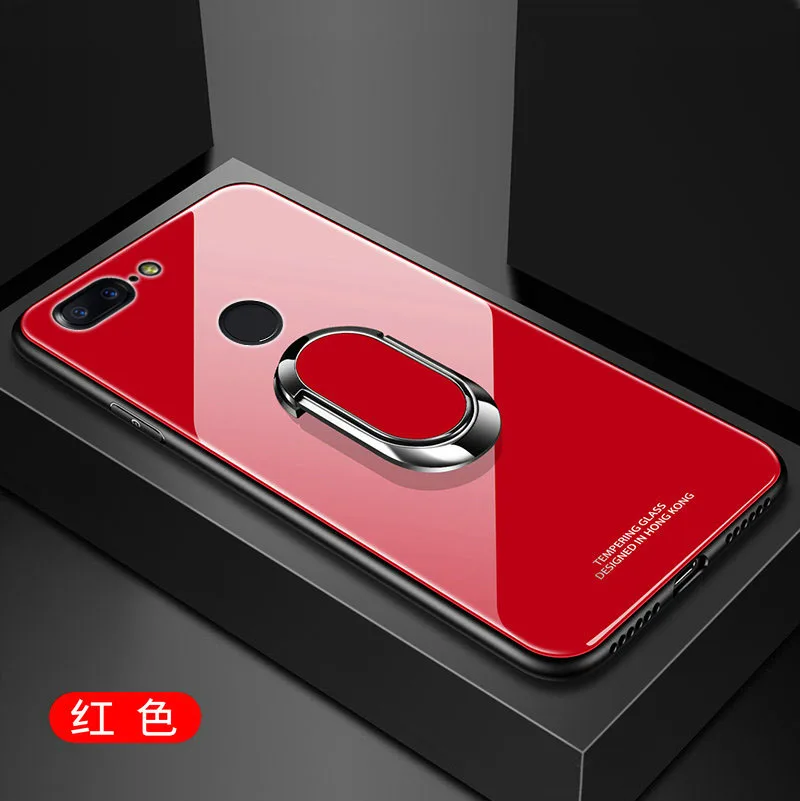 Для oneplus 6 6T 7 Чехол из твердого закаленного стекла с кольцом-подставкой Магнитный защитный чехол на заднюю панель для oneplus 5t one plus 6 6t 7