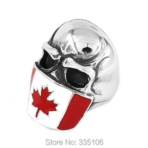 Оптовая продажа канадского флага неверных череп кольцо Нержавеющая сталь