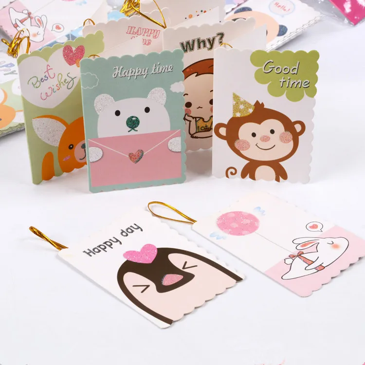 

160pcs/lot Cartoon animal Birthday Greeting Cards Blank New Year Greeting Postcard Creative Mini Cards Christmas Card