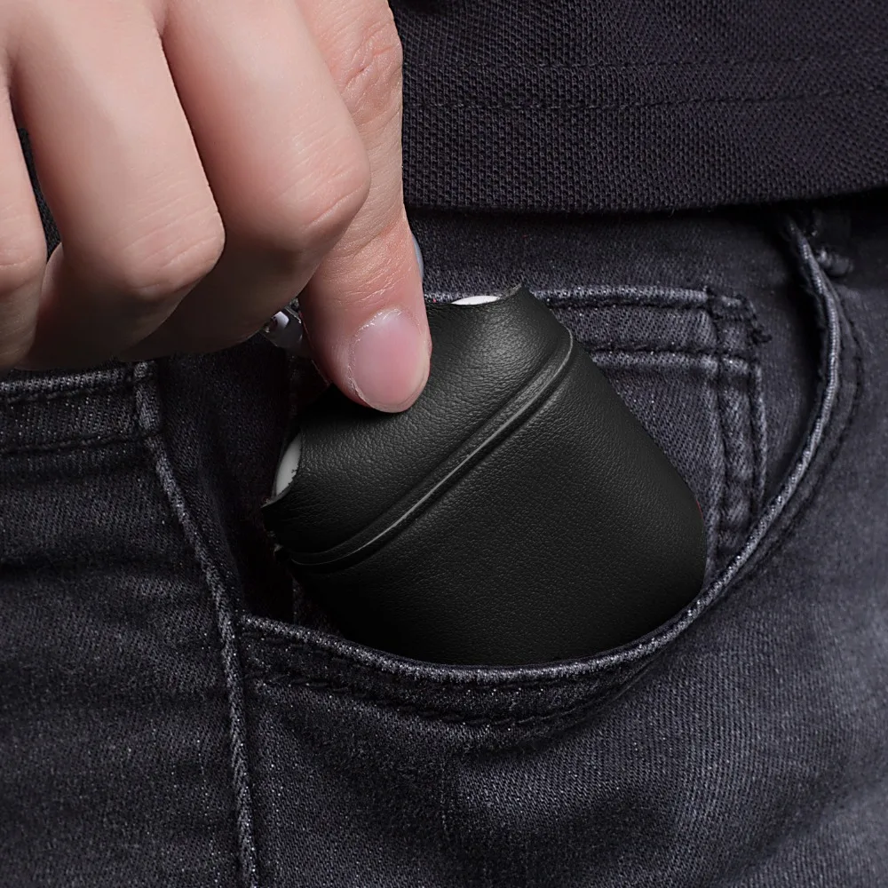 Кожаный чехол для AirPods, Bluetooth, Беспроводная зарядка для наушников, коробка для Apple Airpods, 1/2 натуральная кожа, чехол с карабином