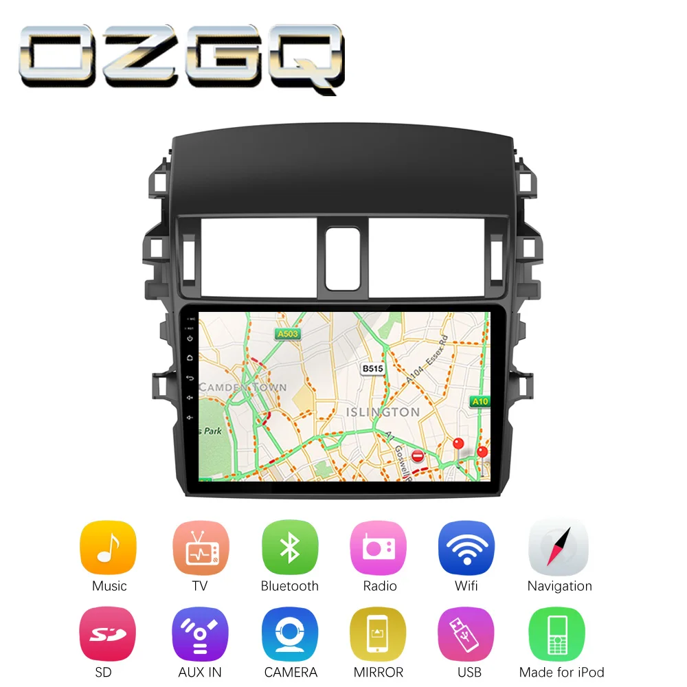 OZGQ Android 7 1 Автомобильный плеер для Toyota Corolla 2007-2015 GPS авто Navi BT Радио ТВ аудио видео