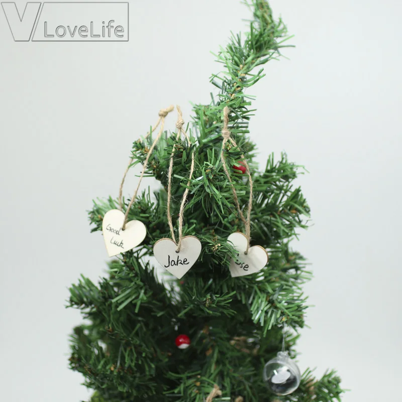 100 шт. DIY Деревянные пустые кусочки сердца из натурального шпагата диски
