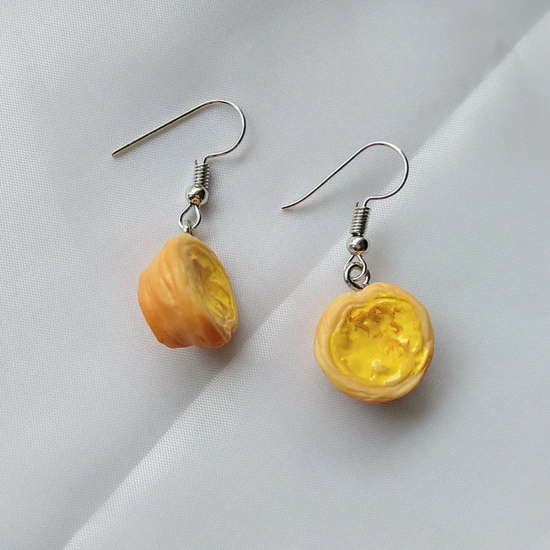 Новые висячие серьги в стиле Ins виде яйца гамбургера молока чая полимерные