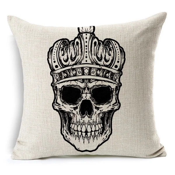 

Halloween Skull Cushion Cover Cotton Linen Case Home Decoration Car Sofa Decorative Pillowcase almofadas decorativos