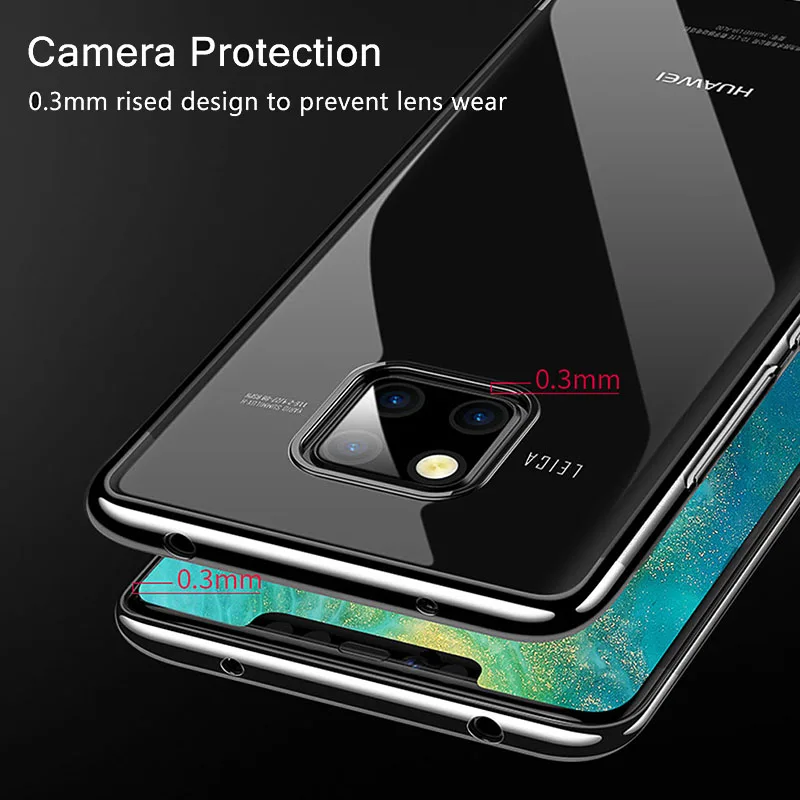SRHE For Huawei Mate 20 Case Cover Mate20 Pro Transparent Plating Soft TPU Silicone Back |