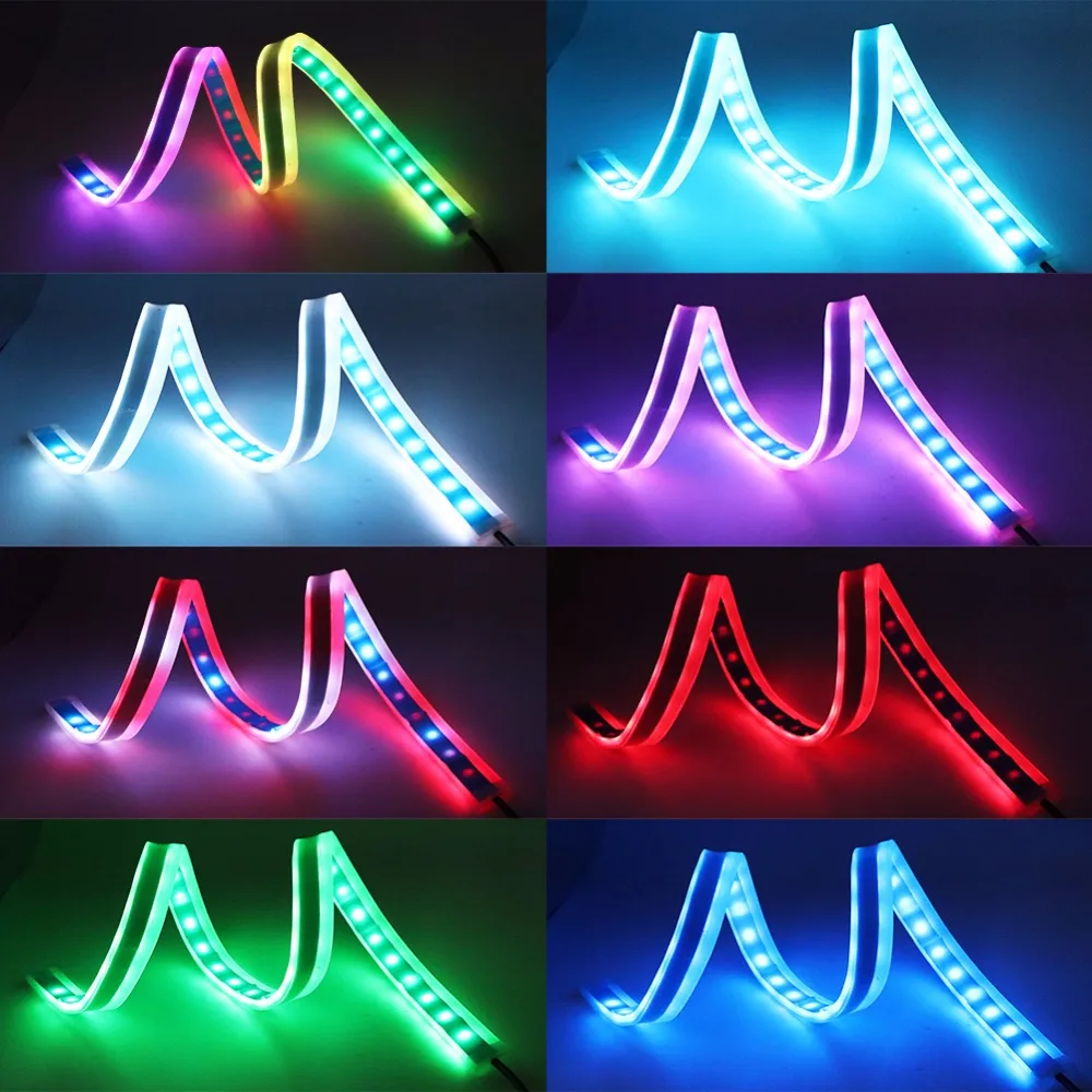 СВЕТОДИОДНЫЙ DRL Дневной светильник RGB светодиодный полосы лампы течет поворотов
