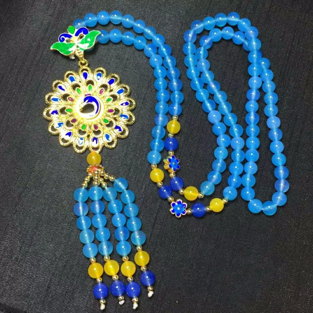 Natural chalcedony sweater chain accessories beads without cracks no marks flaws c15# | Украшения и аксессуары