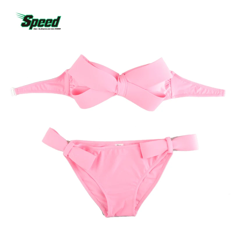 Женская сексуальная купальная одежда однотонная комплект бикини с большим