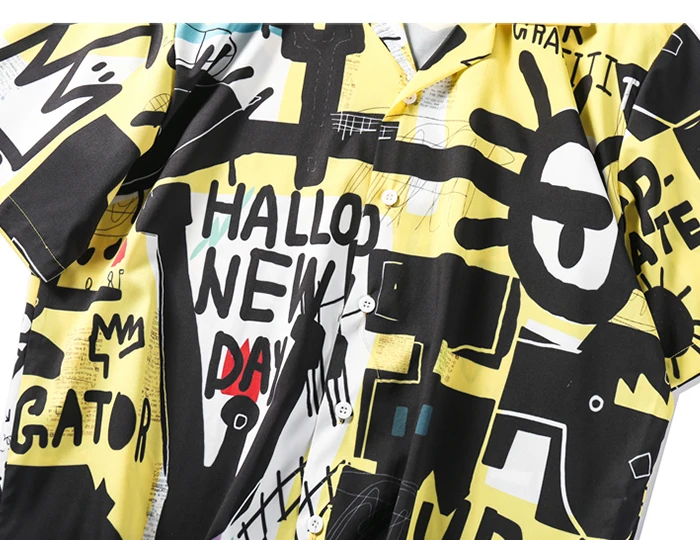 Money Shirt 2019 Лето хип хоп граффити Печать Гавайи Алоха Необычные пляжные рубашки
