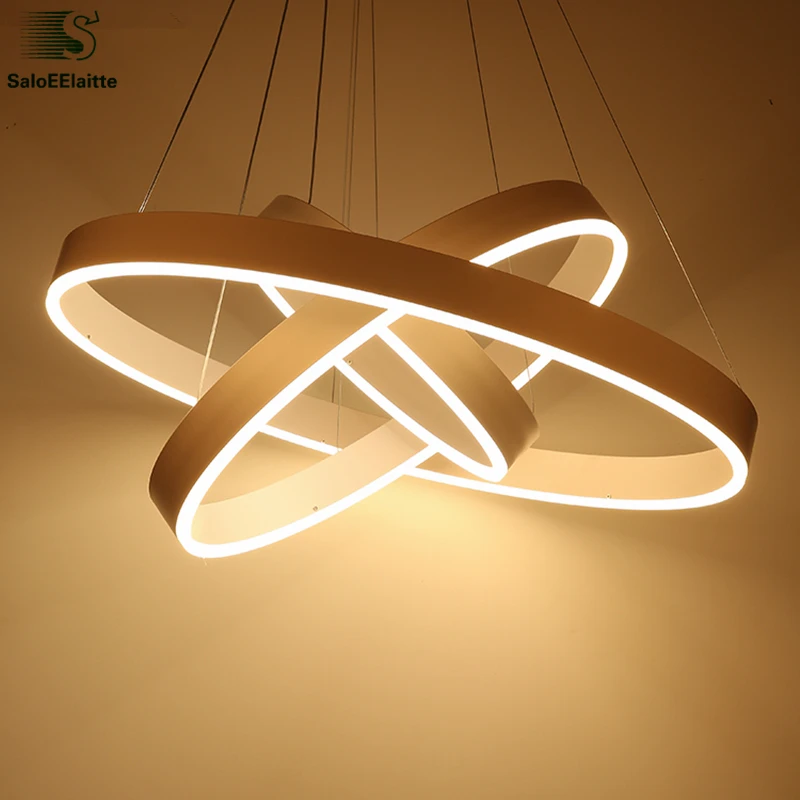 

Modern Aluminium Circle Ring Acrylic Led Chandelier Lustre luminaria Dimmable Led Chandelier Lighting Indoor Lighting Fixtures