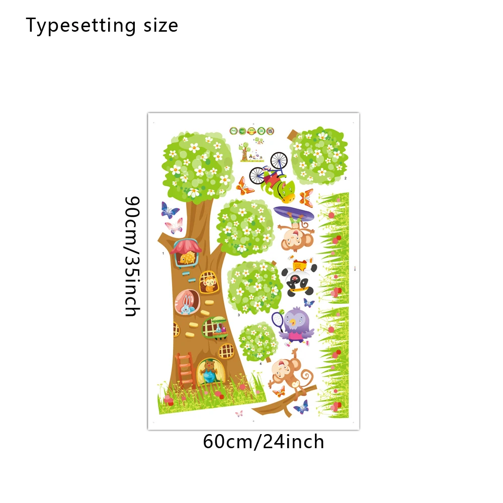 Large Size Cartoon Animal Tree Eco-friendly Wall Stickers Kid's room Kindergarten Bedroom Removable Decals Art Mural dc8 | Дом и сад