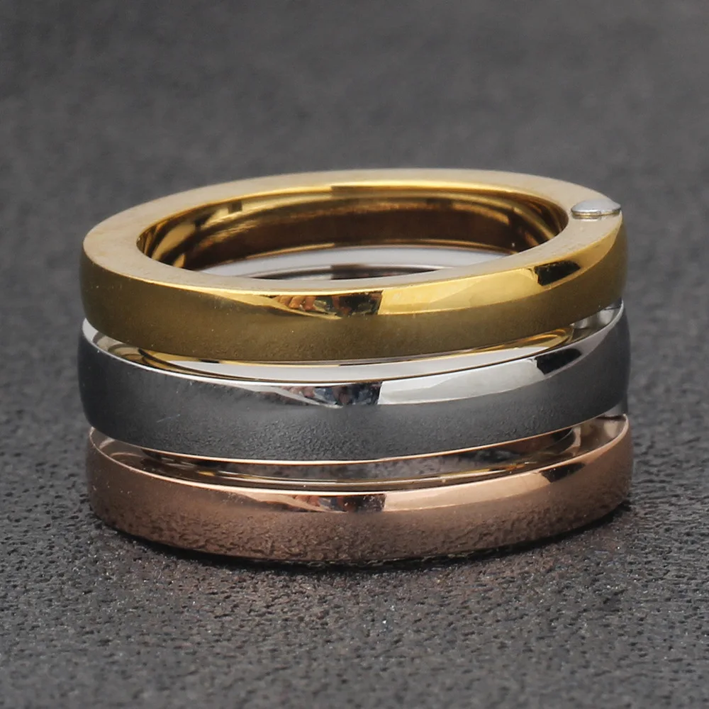 

NHGBFT 12mm Wide Rose Gold/Silver Color Stainless steel Rings For Women Jewelry Wedding Party Ring Dropshipping