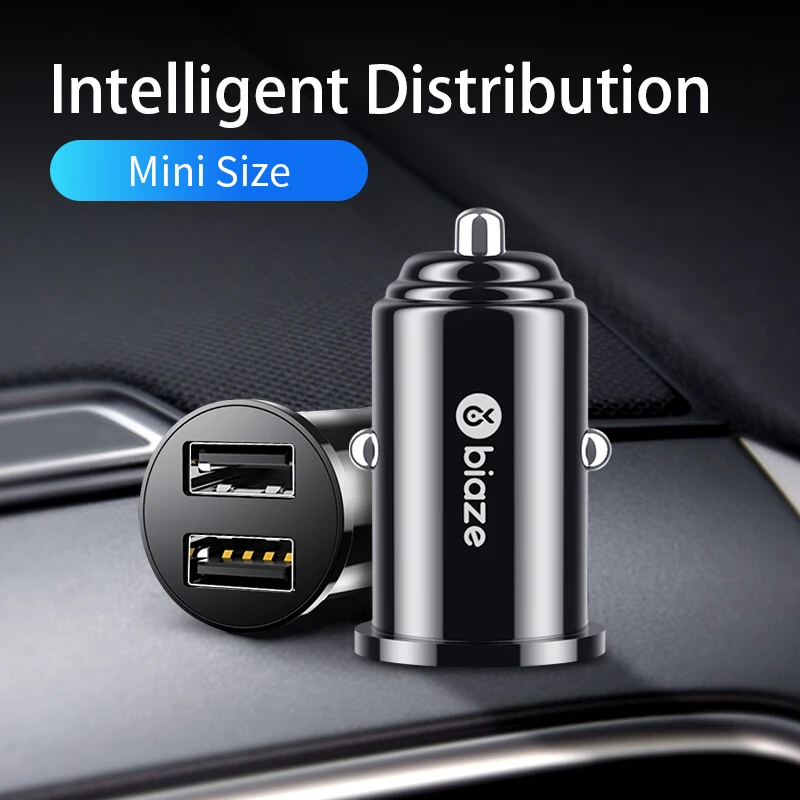 Biaze, автомобильное зарядное устройство с двумя usb-портами 3,1 А, универсальное интеллектуальное автомобильное зарядное устройство для iPhone, samsung, мобильного телефона