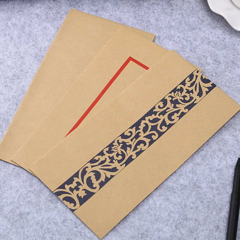 Coloffice 10PCS/Set Creative Greeting Card Letter Papaer Retro Chinese Style Kraft Paper Lacquer Envelopes Storage Blank School |