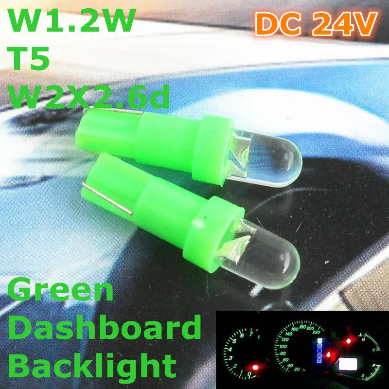 Светодиодная лампа для автомобиля 24 В 5 мм W1.2W W2.3W W2X2.6d|t5 green led|light for carcar light |