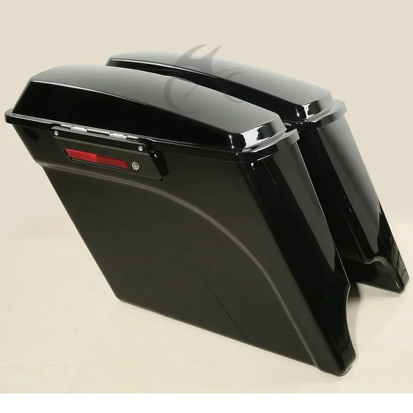 

5" Vivid Black Stretched Extended Hard Saddlebag Key For Harley Touring Road King Street Glide FL 93-13