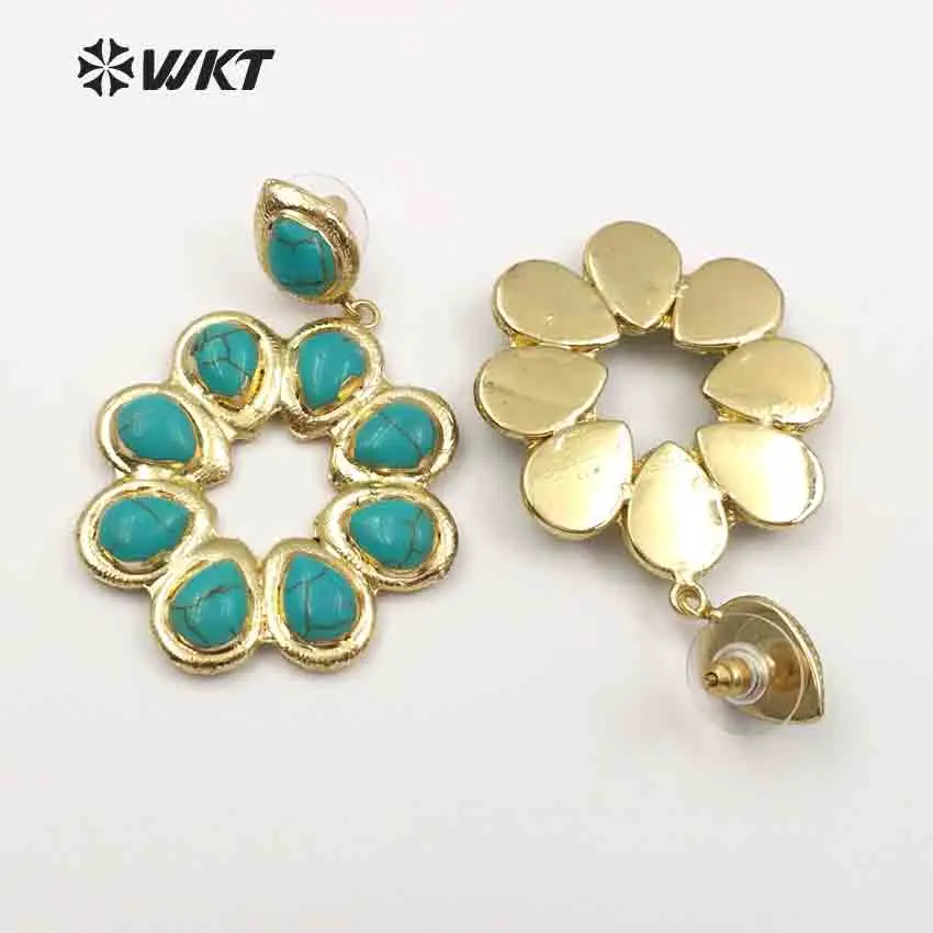 WT-E468 WKT оптовая продажа серьги-подвески для девочек из натурального камня большой