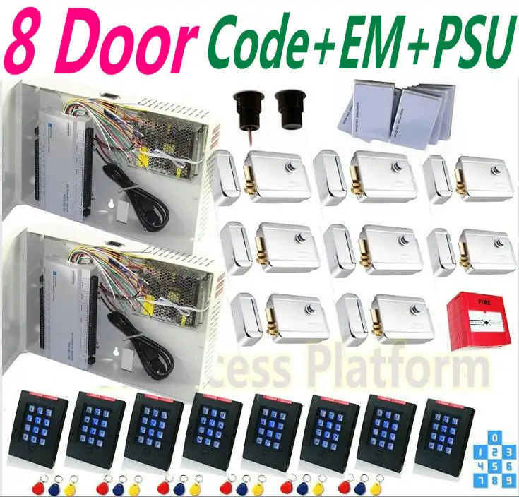 Блок питания для дверей с 8 блоками полный комплект паролем считывателем ID RF