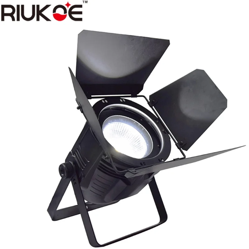 RIUKOE теплый белый 100 Вт/200 Вт cob led par can dmx светильник с дверью амбара для дискотеки