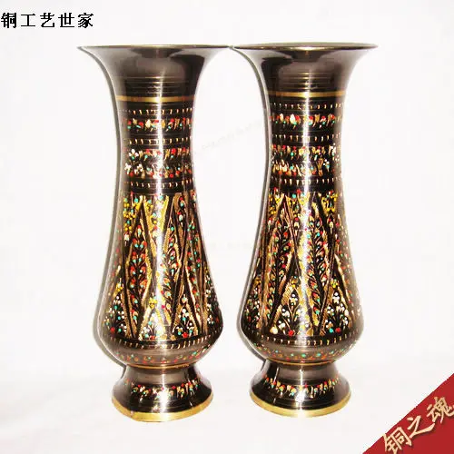 Латунная латунная китайская поделка ваза цветочное украшение Деловой Подарок