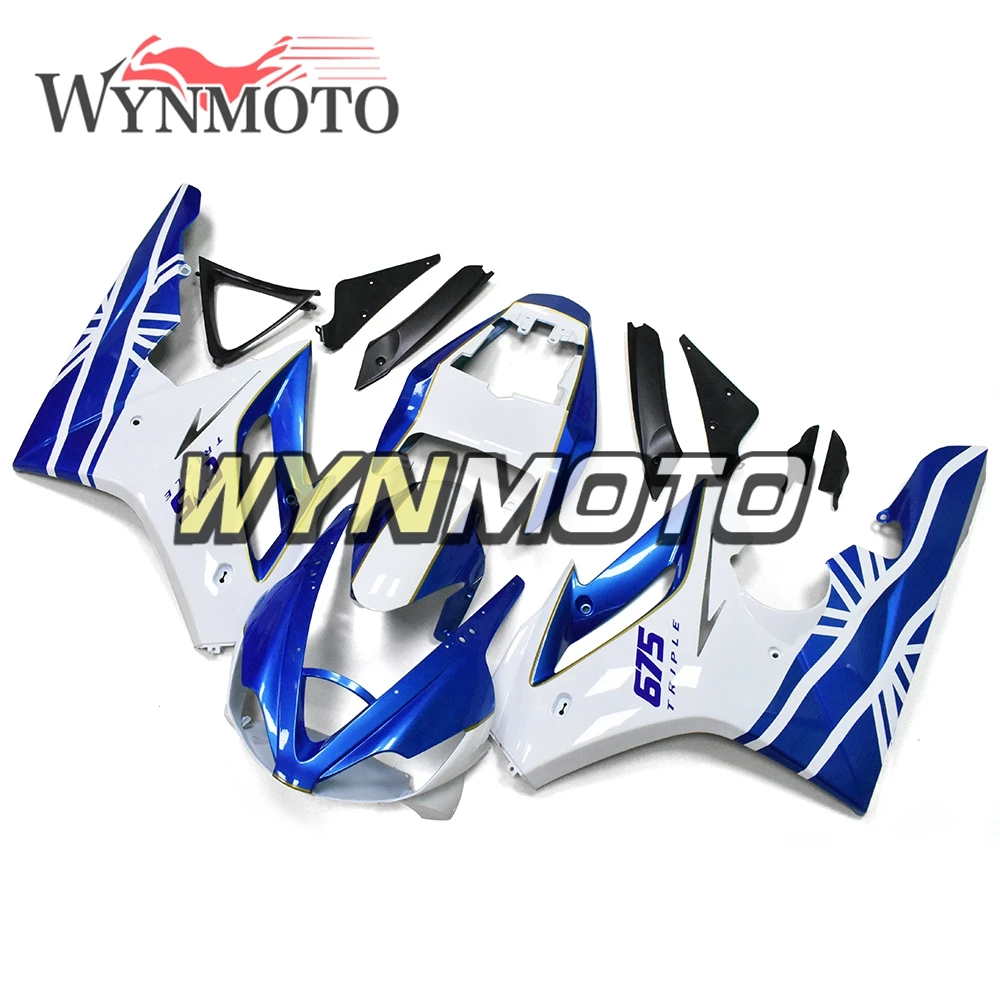 

Complete White Blue Fairings For Triumph Daytona 675 2006-2008 2007 Injection ABS Plastics Motorcycle Bodywork Panels Cowlings