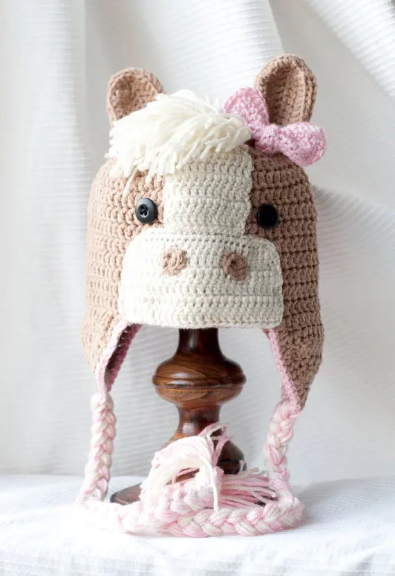 Бесплатная доставка вязаные крючком шапки с ушами шапка в стиле пони зимняя