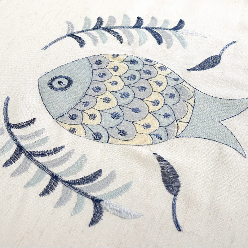 Японский стиль хлопок и лен рыбки вышитые ткани занавески занавес для гостиной