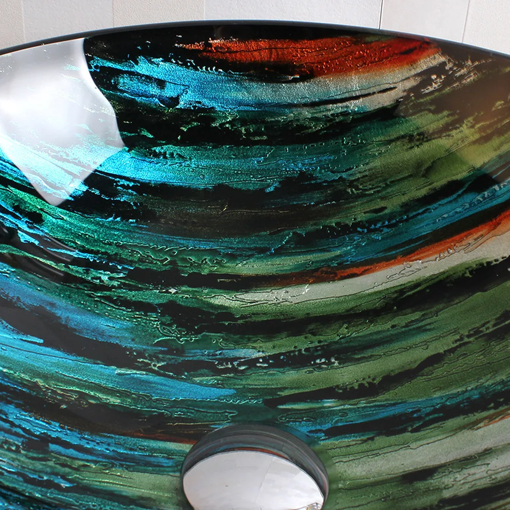 Creative Art Tempered Glass Washbasin Balcony Bathroom round glass sink bowl LO629221 | Обустройство дома
