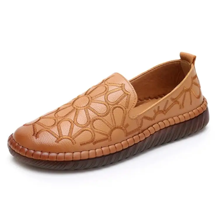 GKTINOO Casual Genuine Leather Flat Shoe Flower Slip On Driving Shoe Female Moccasins Embroider Flats Lady Pregnant Women Shoes