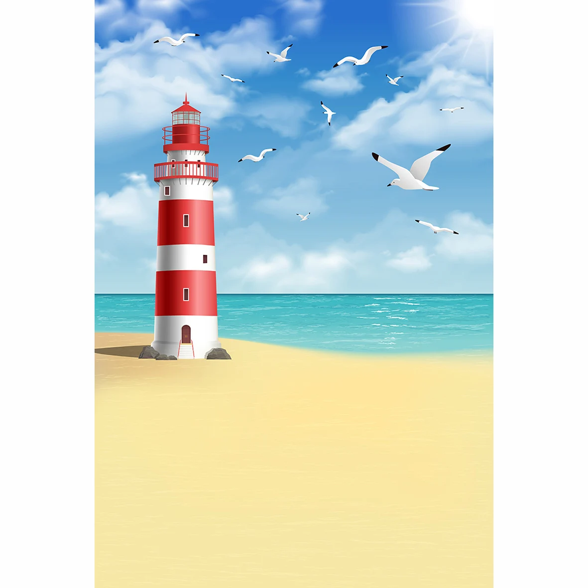 Allenjoy фон для фотосъемки с изображением морского пляжа Чайка голубое небо