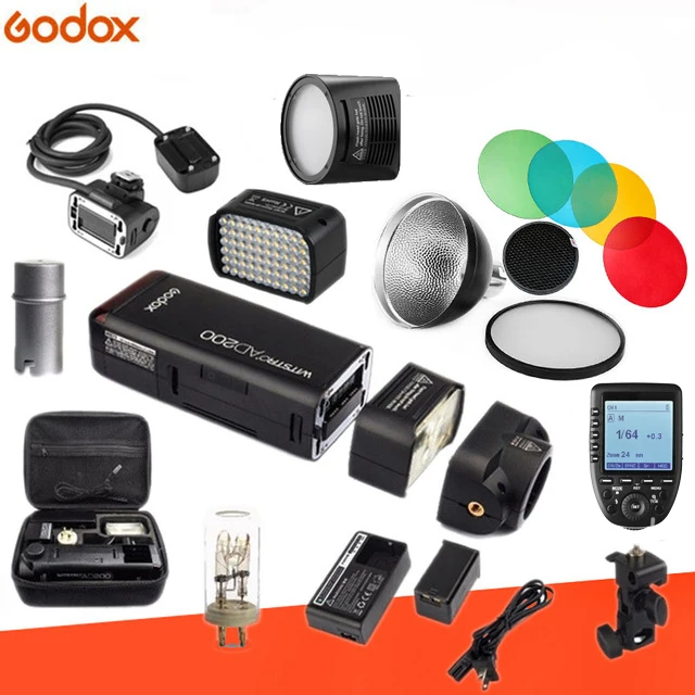 Godox AD200 комплект карманной вспышки стробоскоп 1/8000 HSS беспроводной монолайт 2900 мАч литиму батарея и голые лампы триггер комплект опционально
