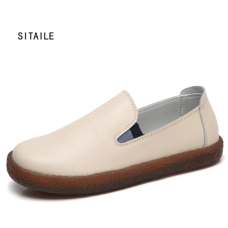 SITAILE Для женщин Разделение Кожаная обувь на плоской подошве для медсестер и мам