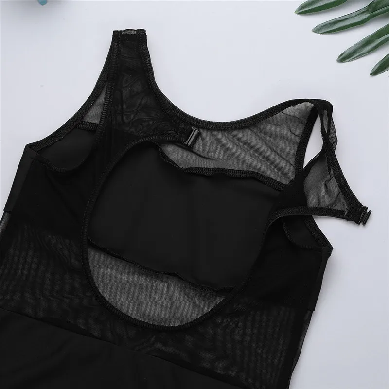 TiaoBug Девочки безрукавный комбинезон сетчатого сплетения с вырезом на спине для балета и гимнастики.