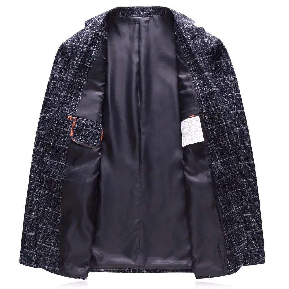 Твидовый пиджак мужчины 2018 роскошный серый клетчатый костюм Блейзер высокое