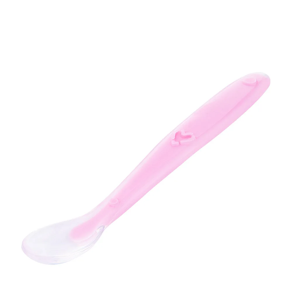 Baby Spoon Pink Детские Ложки, посуда для кормления, столовые приборы для детей, столовые приборы, ложка, силиконовые инструменты для лоскутного шитья - Цвет: Baby Spoon Pink