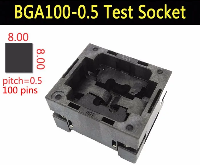 

EMMC100 BGA100 Burn in socket adapter open top BGA100 0.5mm adapter is used to test BGA100 chip or make burn in test
