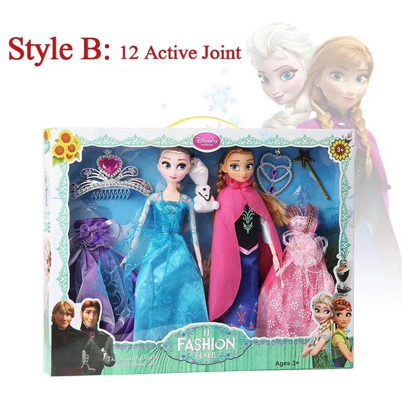 B Disney 30cm Frozen Doll Elsa Anna Princess Action Body Toy Fairy Fantasy Figure Model Girl Dress Up DIY Accessories For Kid Gift - Цвет: B