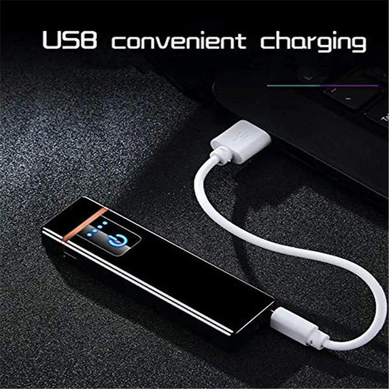 Мини USB зарядка сенсор сигарета свет ветрозащитный светодиодный сенсорный экран