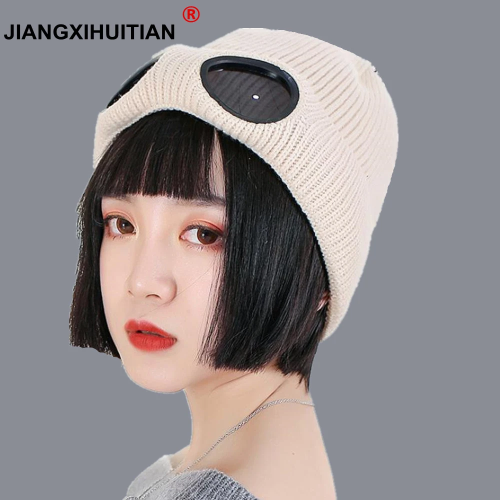 

2018 женские шапки ветрозащитные очки шапка Шерсть Зимняя мода Gorros Кепка фиксирующая укладка вязаные шапки Женская индивидуальная Лыжная Ке...