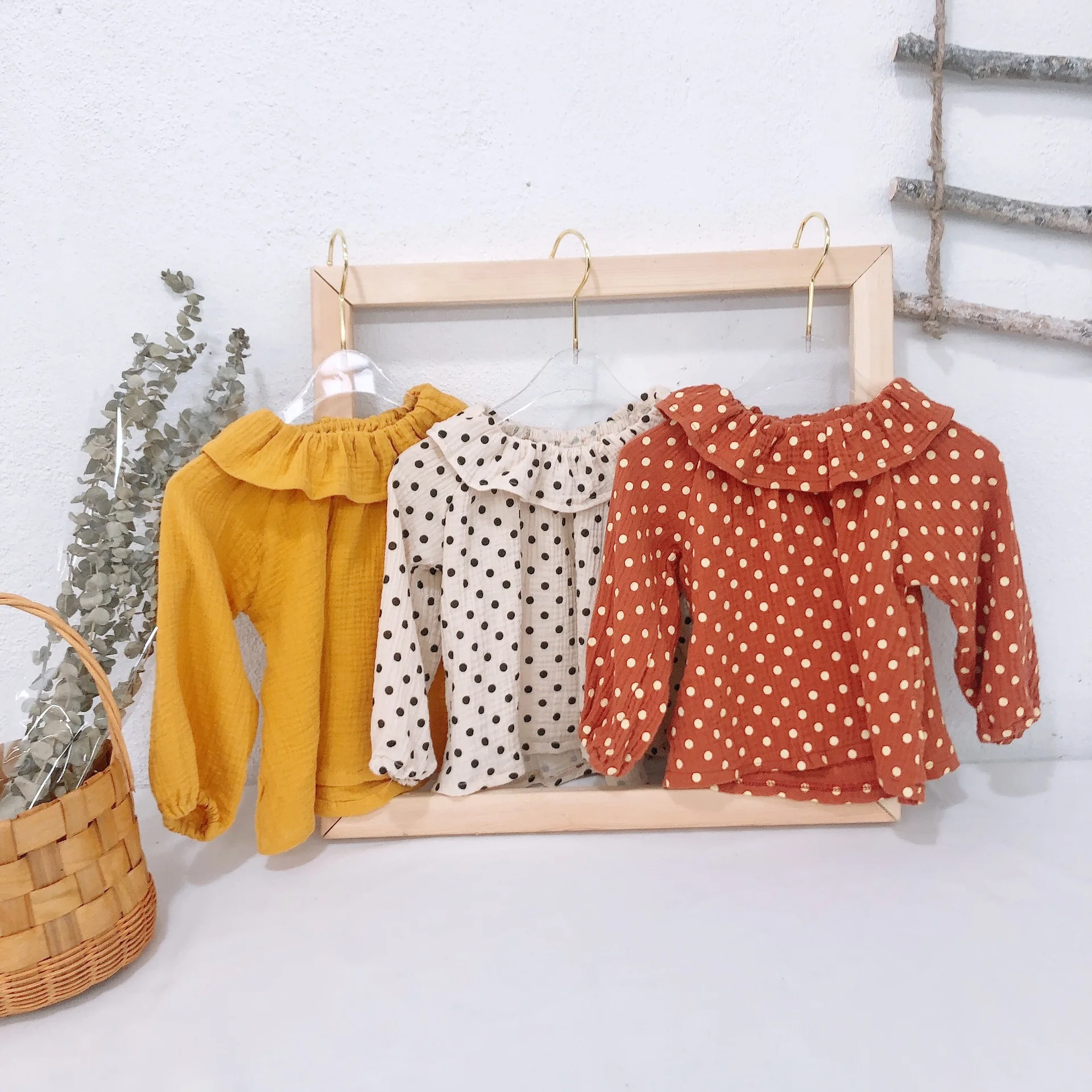 Школьные блузки для девочек Новинка волнистые хлопковые с воротником